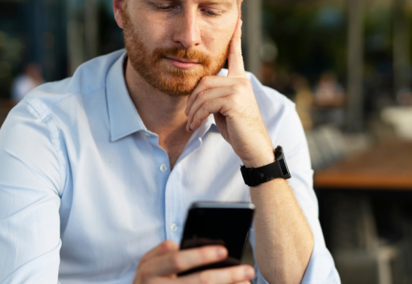 man searching on phone
