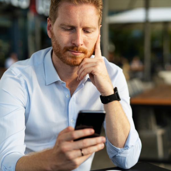 man searching on phone