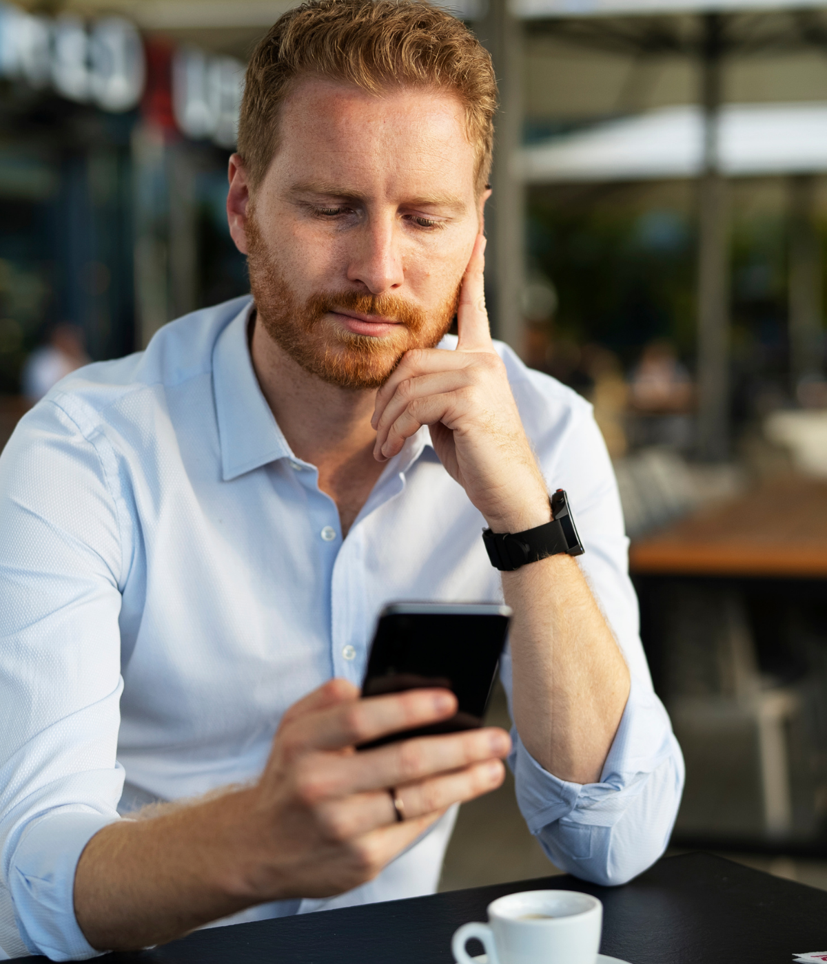 man searching on phone