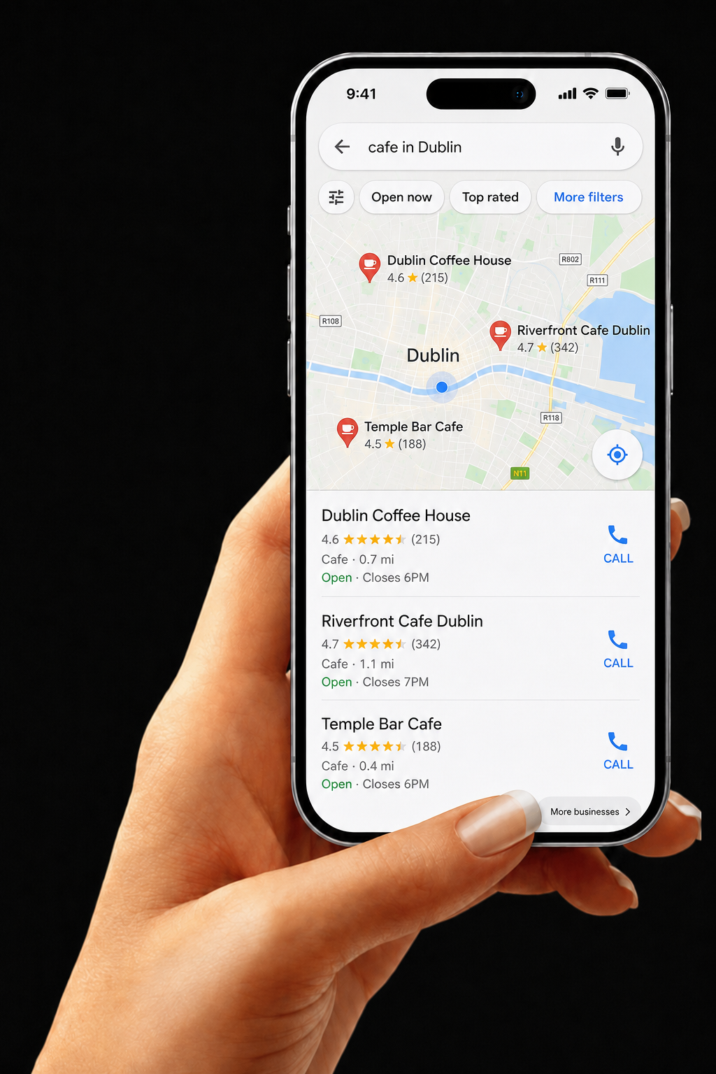 Google search for cafe