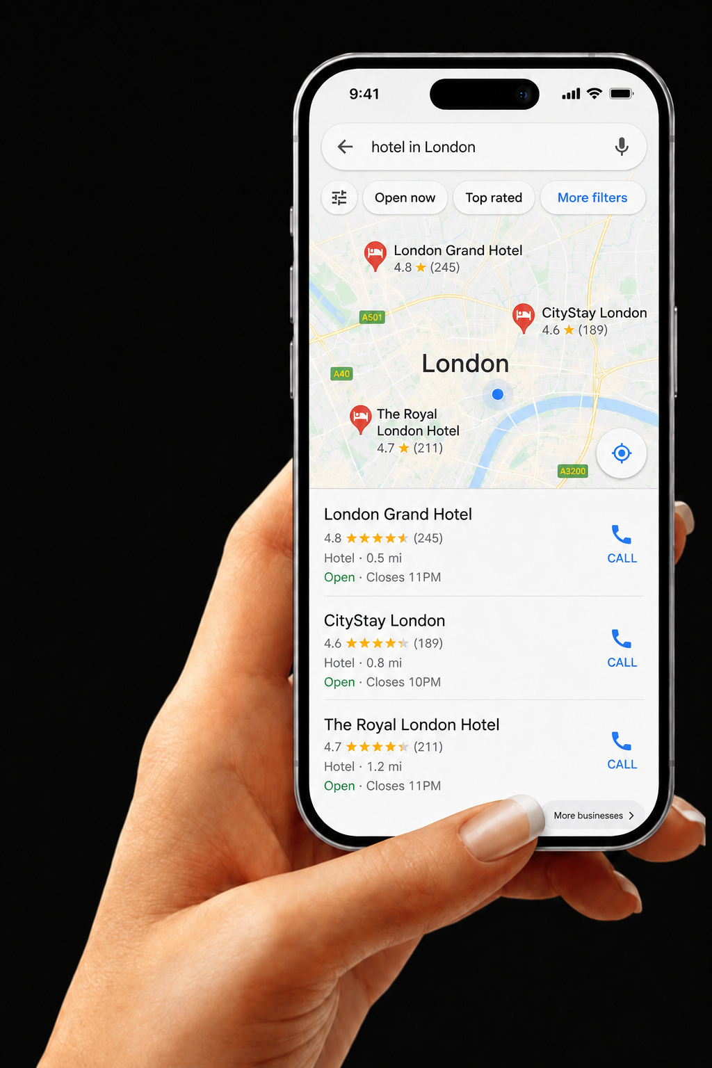 google search for hotel